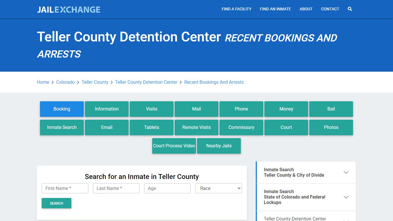 Teller County Detention Center Recent Bookings And Arrests - Jail Exchange