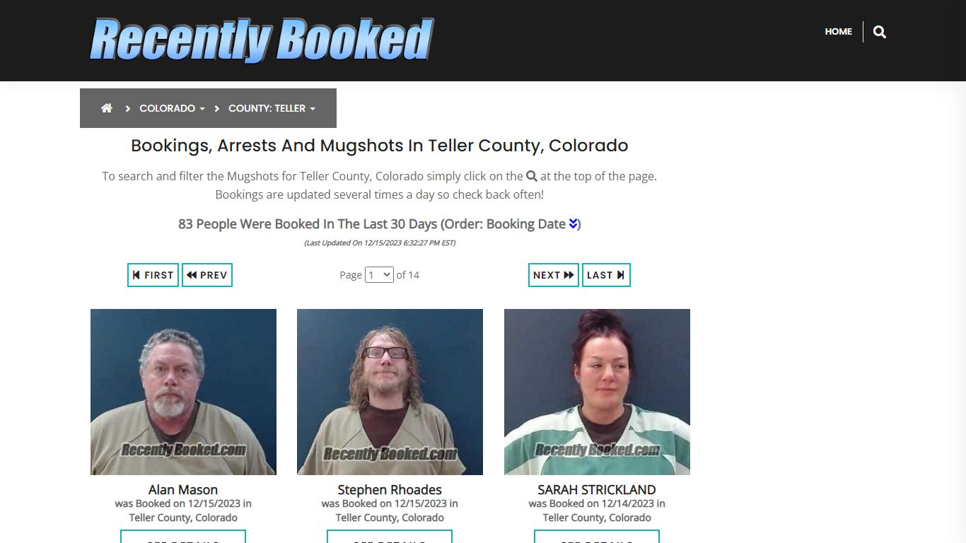 Recent bookings, Arrests, Mugshots in Teller County, Colorado